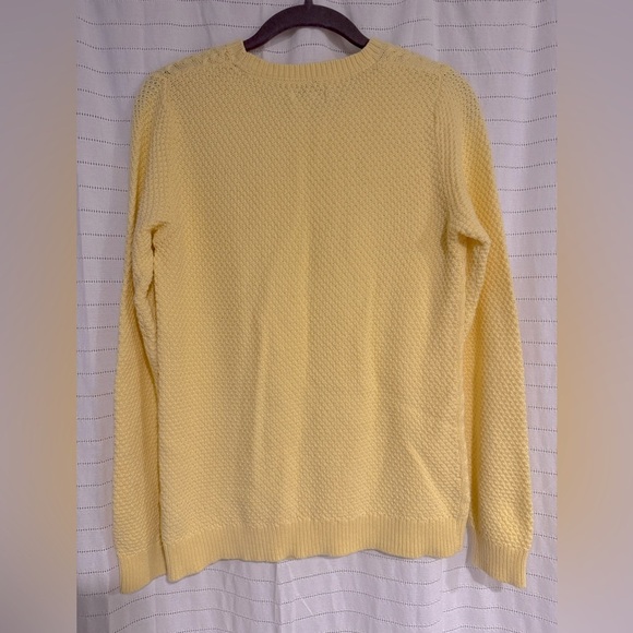 Banana Yellow Crew Neck Cable Knit Sweater 100% Cotton Size Small - Picture 4 of 4
